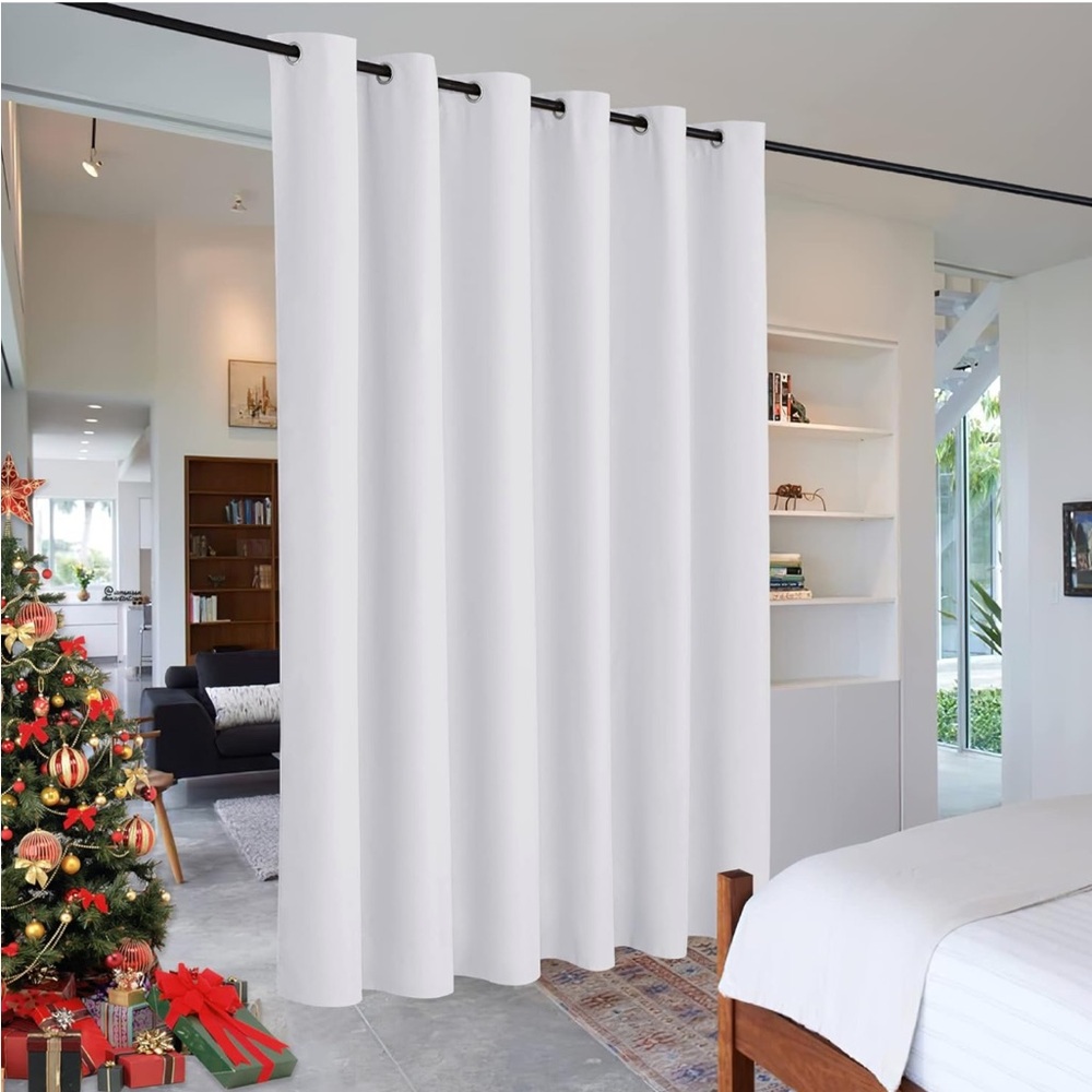 RYB HOME Curtains - 9 ft Long x 10 ft Wide, Greyish White - Set of 2